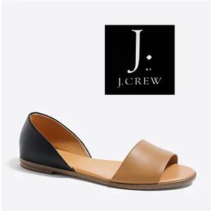 NWT J. CREW Leather Peep Toe Flats Size 8